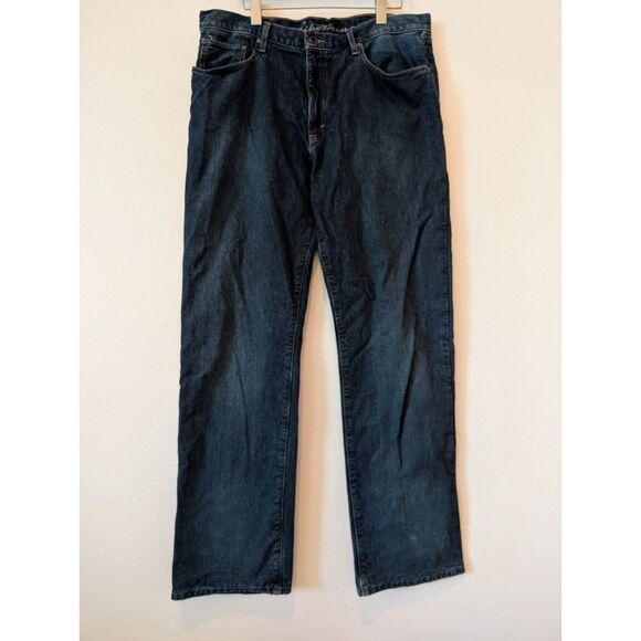 Eddie Bauer Straight Leg Relaxed Red Plaid Flannel Lined Jean Sz 38x34 - Picture 5 of 9